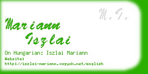 mariann iszlai business card